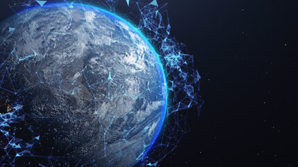 Wall Mural - a networking concept. global digital connections. elements of this image furnished by nasa. 3d illus