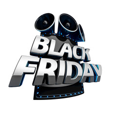 Sticker - Black friday logo with circles and lights. 3D Illustration