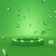 Wall Mural - Backdrop with lights and likes icons. 3D illustration