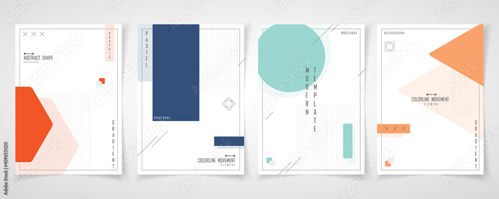 Abstract minimal design of set brochure geometric pattern template. Overlapping with element style of cover a4 background. illustration vector - obrazy, fototapety, plakaty 