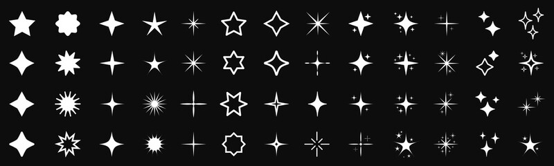 Fototapete - Set glitter stars icons, rating star signs collection – stock vector