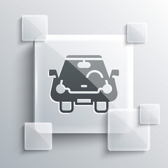 Wall Mural - Grey Car icon isolated on grey background. Front view. Square glass panels. Vector.