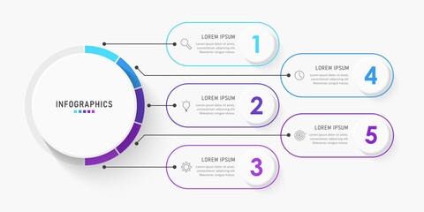 Wall Mural - vector infographic label design template with icons and 5 options or steps. can be used for process 
