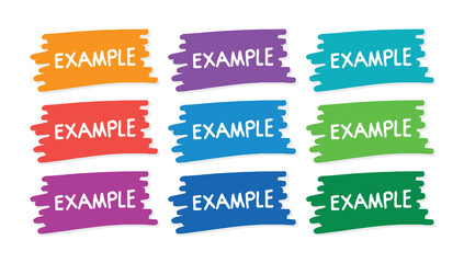 Wall Mural - colorful example templates on white background. hand drawn example button