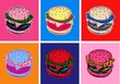 Set Burger Vector Illustration Pop Art Style