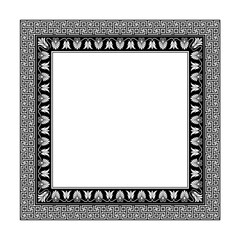 Wall Mural - Square decorative frame. Antic Greek style. Floral elements, vignettes. Black and white.