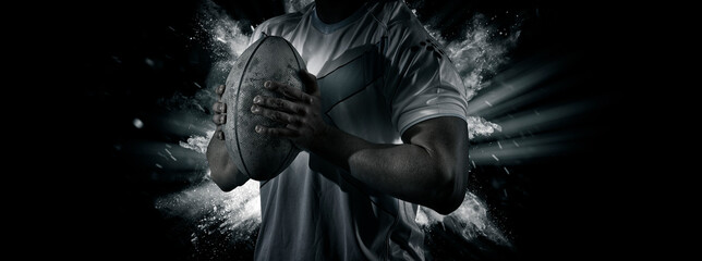 Man rugby player. Sports banner