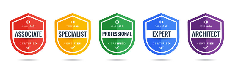Wall Mural - certified logo badge shield design for company training badge certificates to determine based on cri