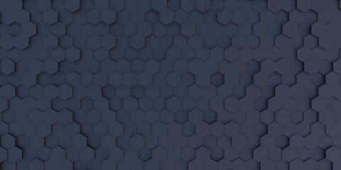Wall Mural - 3d illustration of abstract black hexagonal background, hexagon shape wallpaper