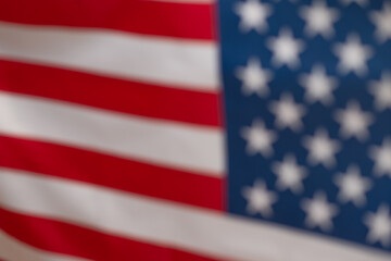 American flag as a background. Blurred background.