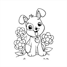 Pretty Puppy Dog Coloring Page Design For Kids Children Preschool Stock Vector Style Illustration