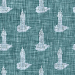 Aegean teal light house linen texture background. Summer coastal living style 2 tone fabric effect. Sea green wash distressed grunge material. Decorative maritime motif textile seamless pattern 
