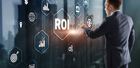 Sticker - Roi Return On Investment Business Technology Analysis Finance Concept.