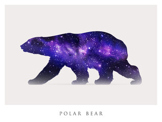 Sticker - Bear silhouette. Abstract animal shape. Night starry sky