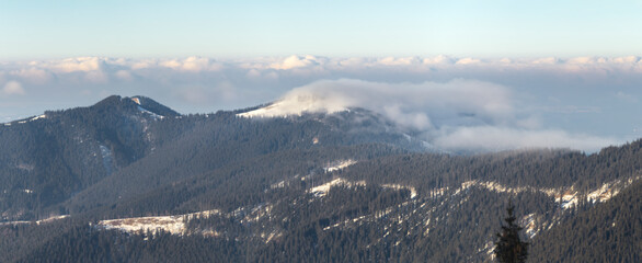 Wall Mural - volcano like fog in the mountains