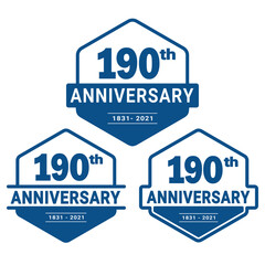 190 years anniversary celebration logotype. 190th anniversary logo collection. Set of anniversary design template. Vector and illustration. 