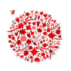 Poster - Greeting card with circle floral frame for your design