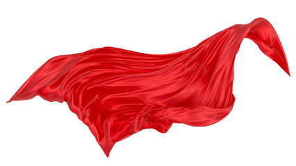 Wall Mural - Beautiful flowing fabric of red wavy silk or satin. 3d rendering image.