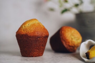 Wall Mural - Homemade Banana Muffins, selective focus