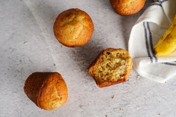 Wall Mural - Homemade Banana Muffins, selective focus