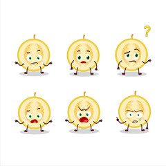 Sticker - Cartoon character of slice of yellow melon with what expression