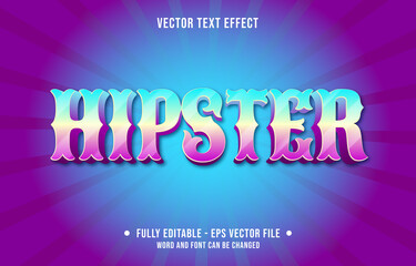 Editable text effect - hipster cyan and pink gradient color modern style	