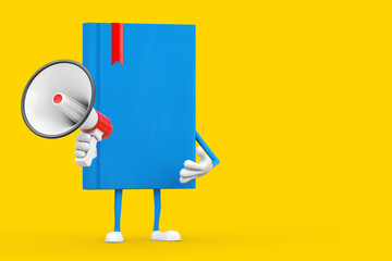 Aufkleber - Blue Book Character Mascot with Red Retro Megaphone . 3d Rendering