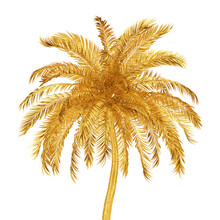 Golden Tropical Palm Tree. 3d Rendering