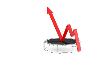 Fototapete - Success Concept. Business Growth Red Arrow Get Boost with Jumps on Trampoline. 3d Rendering