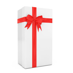 Aufkleber - Big White Gift Box with Red Ribbon and Bow. 3d Rendering