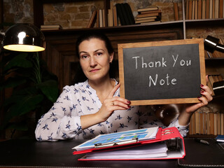 Canvas Print -  Thank You Note phrase on chalkboard.