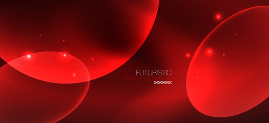 Neon ellipses abstract backgrounds. Shiny bright round shapes glowing in the dark. Vector futuristic illustrations for covers, banners, flyers and posters and other