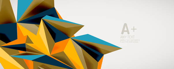 Vector triangle geometric backgrounds. Low poly 3d shape on light backdrop. Vector illustration for covers, banners, flyers and posters and other designs
