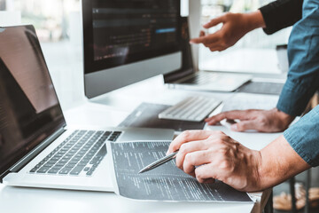 Wall Mural - developing programmer development website design and coding technologies