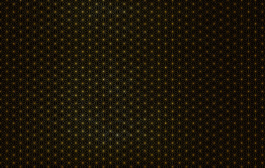 Canvas Print - Japanese-style background material with a golden asanoha pattern on black Japanese paper