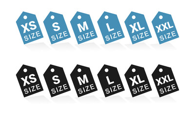 Set of clothes size labels sign. Symbols size clothing. Illustration vector