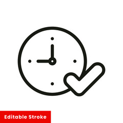 Time clock with check symbol line style icon vector illustration design. Editable stroke EPS10