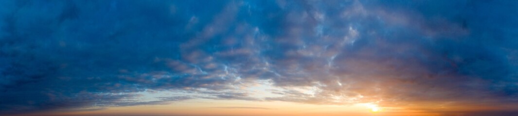Wall Mural - panorama sunrise sky and cloud at morning background image . panorama sky and cloud.