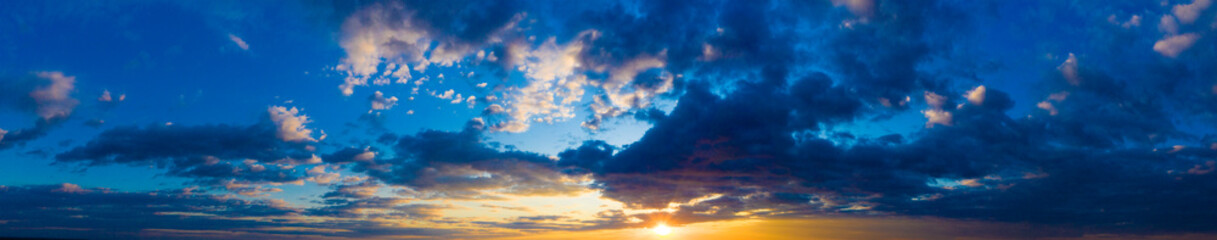 Wall Mural - panorama sunrise sky and cloud at morning background image . panorama sky and cloud.