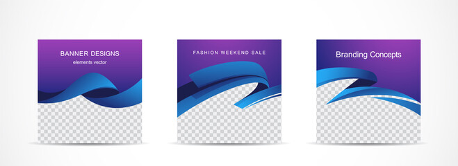 Wall Mural - set square banner template for social media post and web internet ads.vector illustrations.