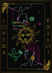 Wall Mural - 
the illustration - card for tarot - the lovers.