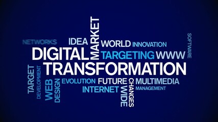 4k Digital Transformation Animated Tag Word Cloud;Text Design Animation;Kinetic Typography.