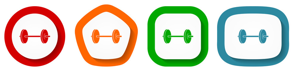 Aufkleber - Fitness vector icon set, flat design buttons on white background