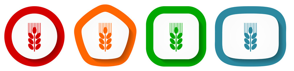 Aufkleber - Grain vector icon set, flat design buttons on white background