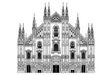 Duomo Cathedral In Milan. Vector Sketch.