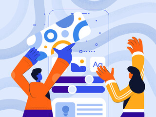 Wall Mural - modern colorful cncept illustration of app development