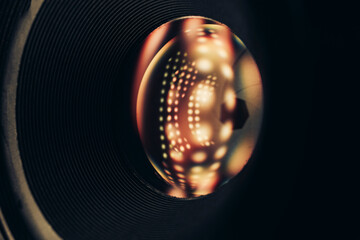 Poster - Beautiful abstract camera lens background multi colored glass reflection.