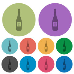 Wall Mural - Wine bottle with grapes color darker flat icons