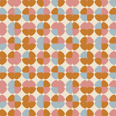 Poster - Geometric seamless pattern. Vector background with simple shapes like semi cirles and squares in neutral muted pastel colors.