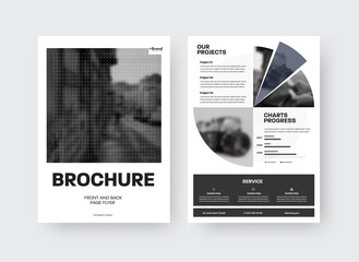 Canvas Print - brochure template with place for photo, round inserts, presentation of vector creative design on whi